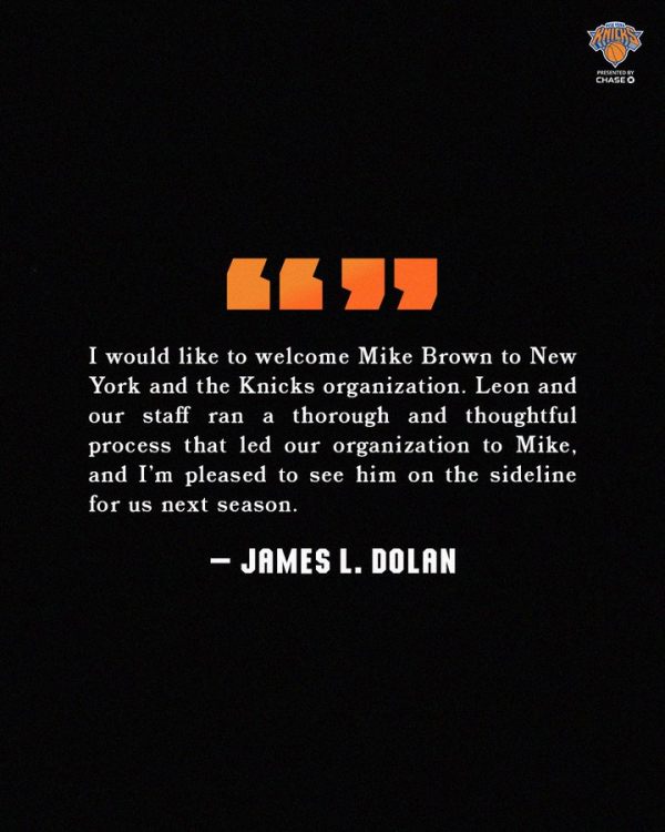 Knicks chính thức bổ nhiệm Brown làm huấn luyện viên trưởng! Mức lương khoảng 40 triệu đô la trong 4