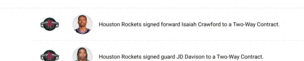 Bí mật công bố sự gia cố, Rockets đã ký hai người chơi liên tiếp